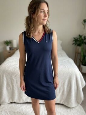 Tommy Hilfiger V-Neck Navy Polo Dress Size Large